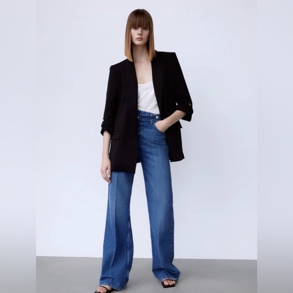 Zara Black Blazer w/ Rolled-Up Sleeves - Picture 5 of 5